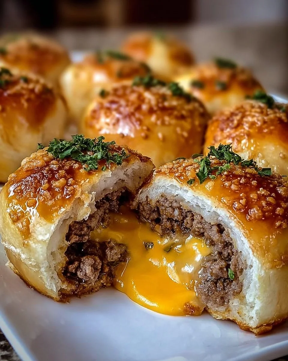 Cheeseburger Bomben mit Knoblauch und Parmesan