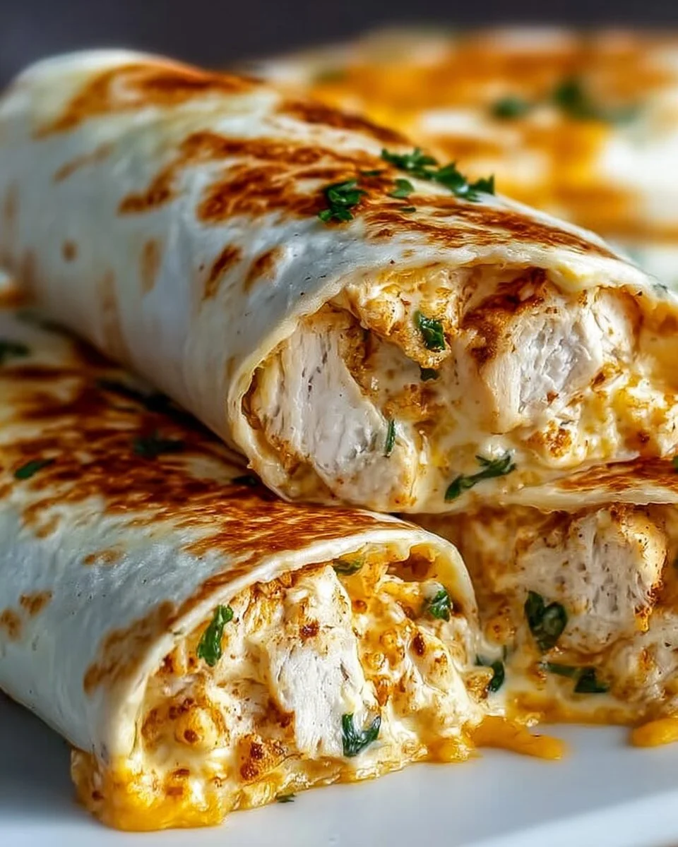 Proteinreiche Käse-Knoblauch-Hähnchen-Wraps