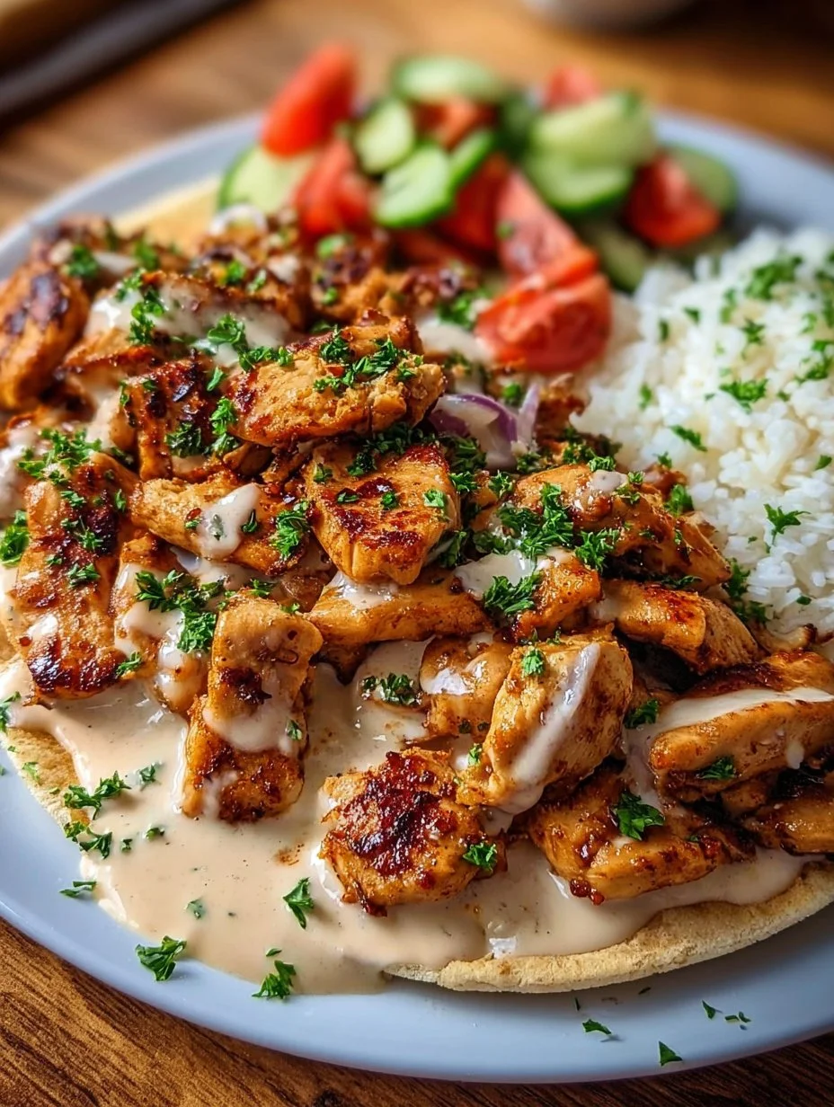 Einfaches Hähnchen-Gyros in cremiger Sauerrahmsauce