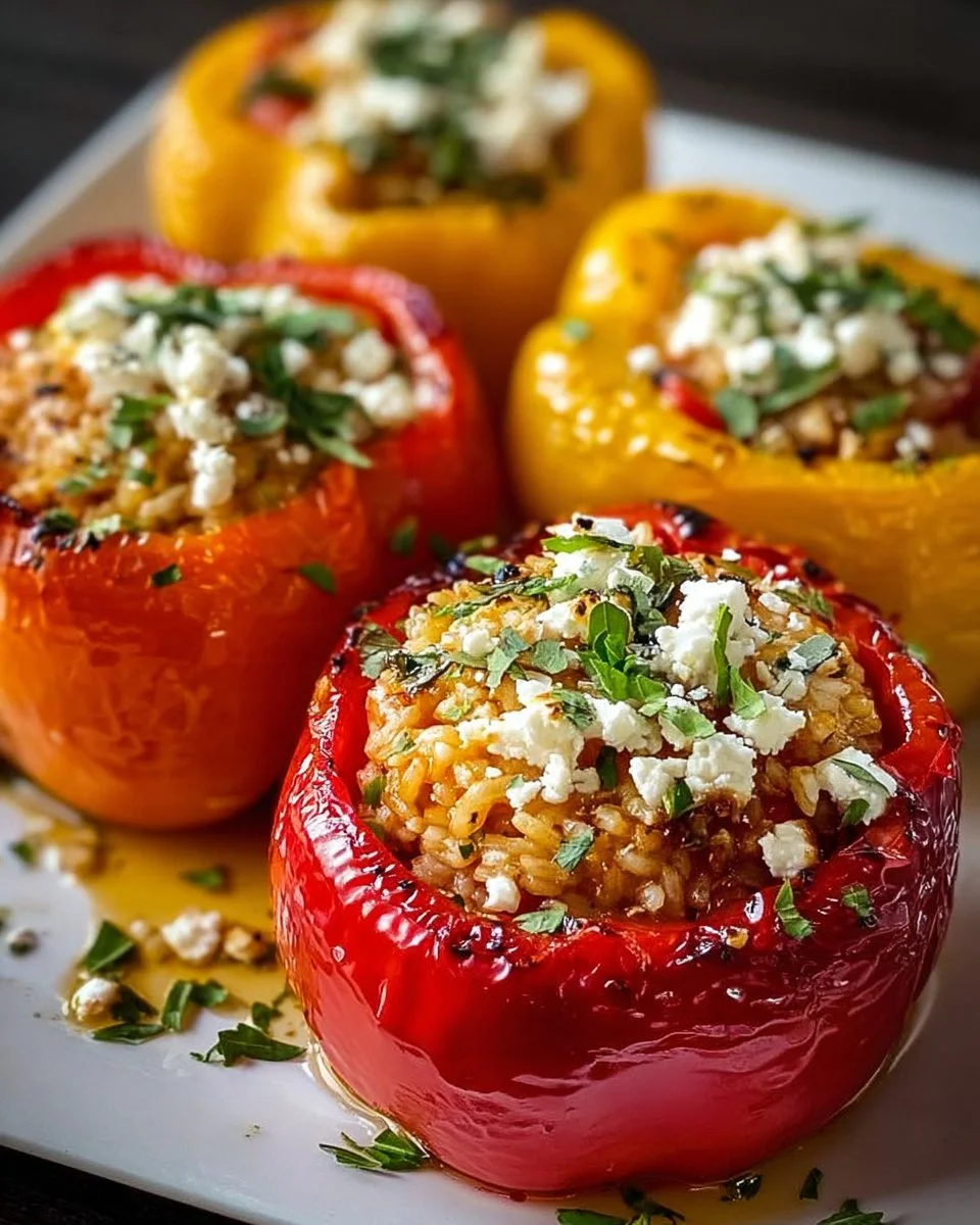 Gefüllte Ofenpaprika mit Reis und Feta