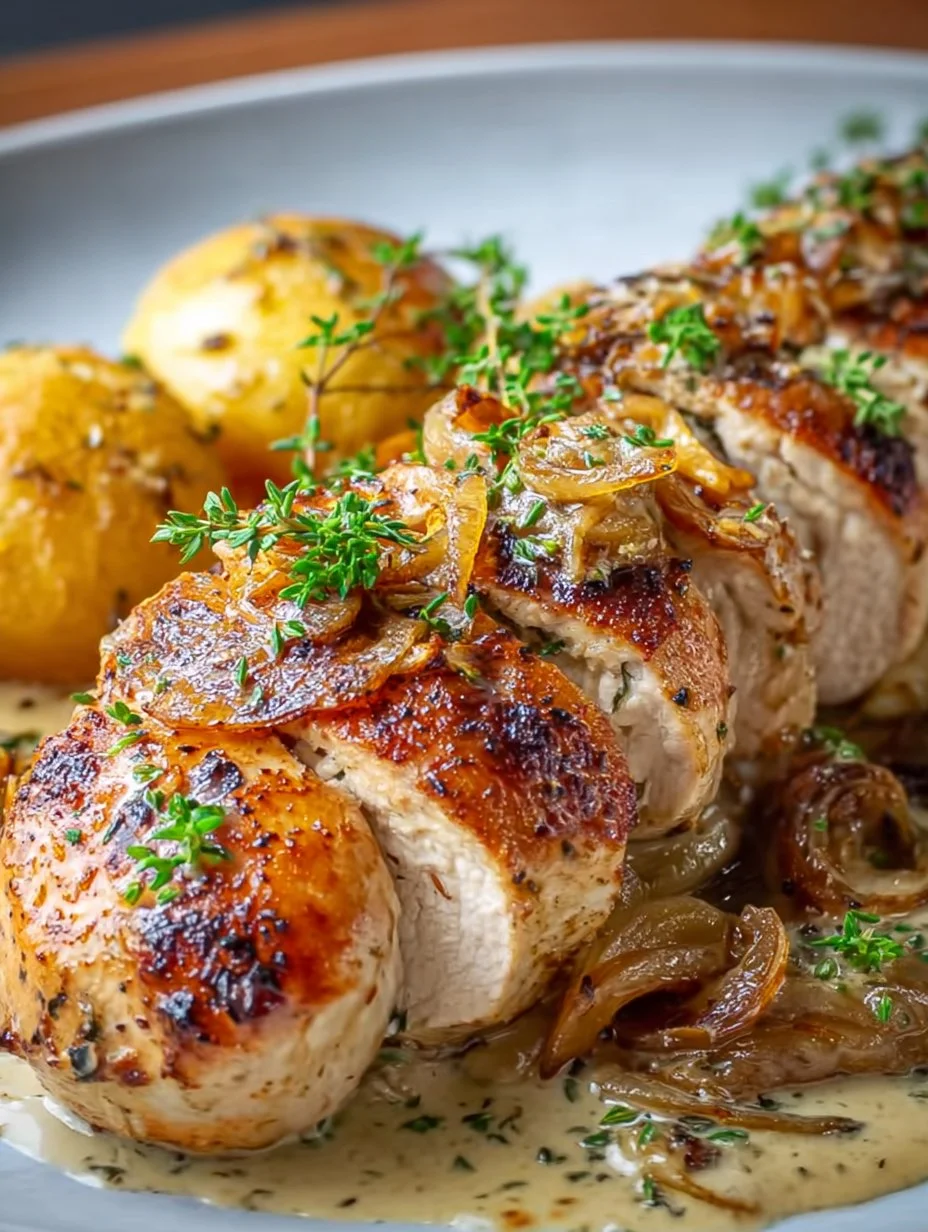 Kalorienarmes Zwiebel-Sahne-Hähnchen