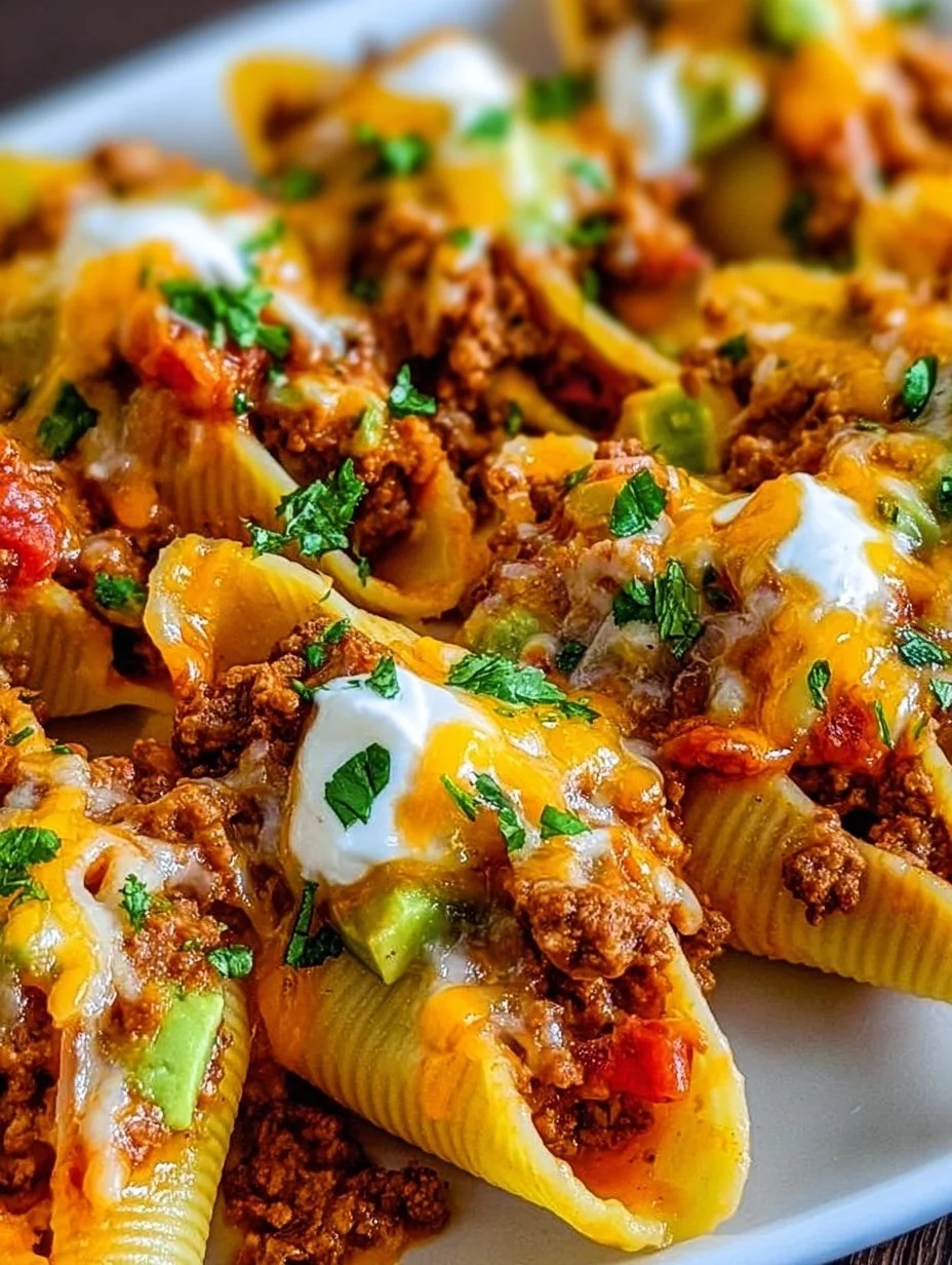 Käse Taco-gefüllte Pasta-Schalen