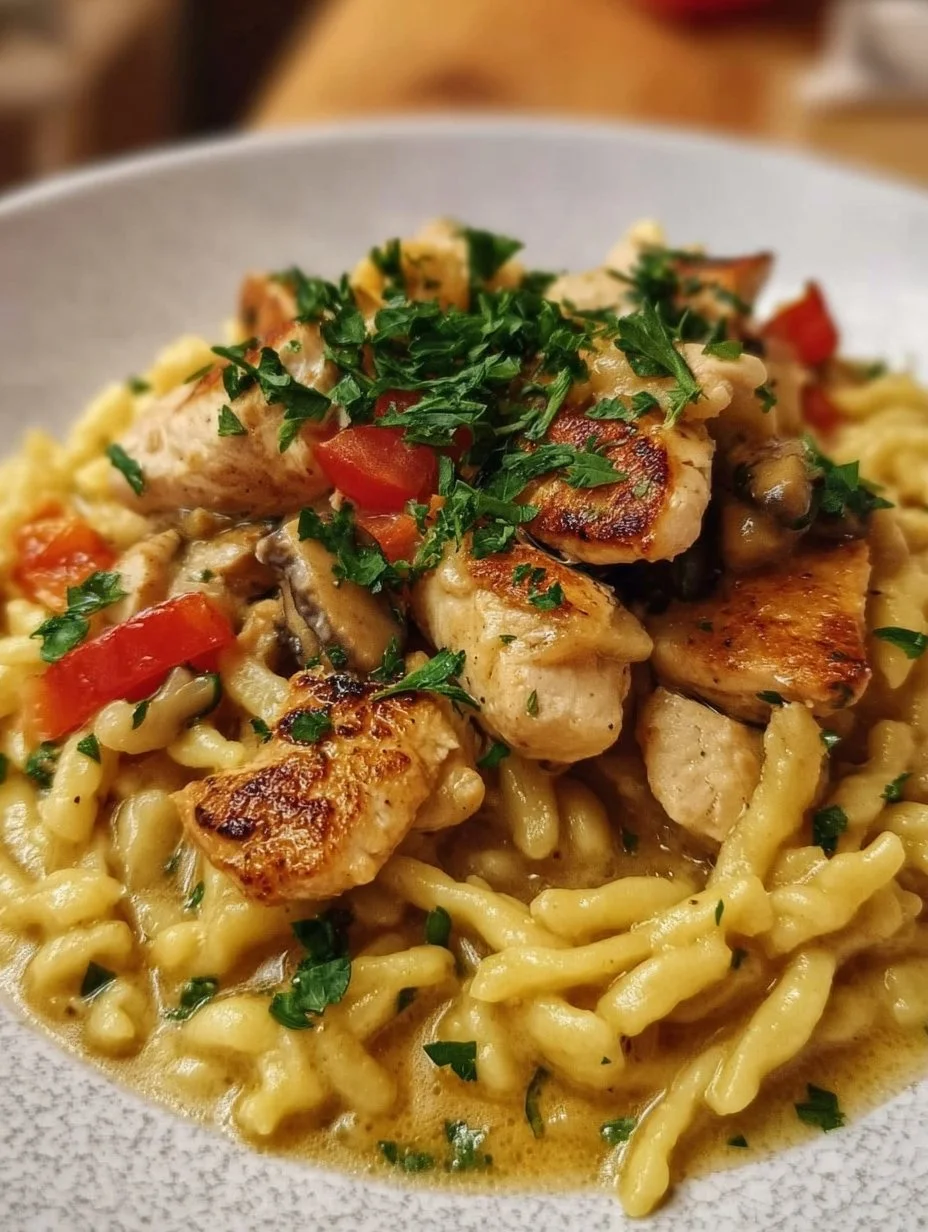 One-Pot-Spätzle mit Hähnchen