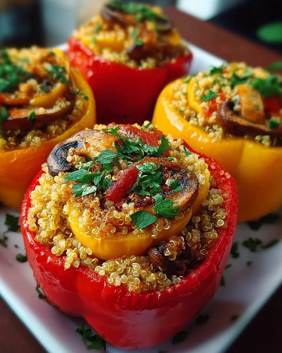 Paprika mit Hirse-Pilz-Füllung