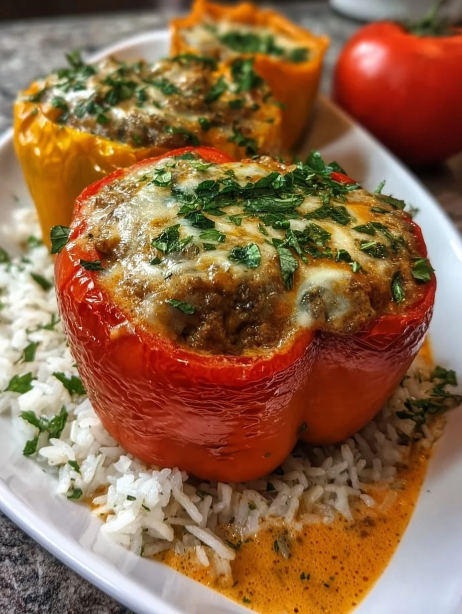 Gefüllte Paprika mit Reis und Hackfleisch