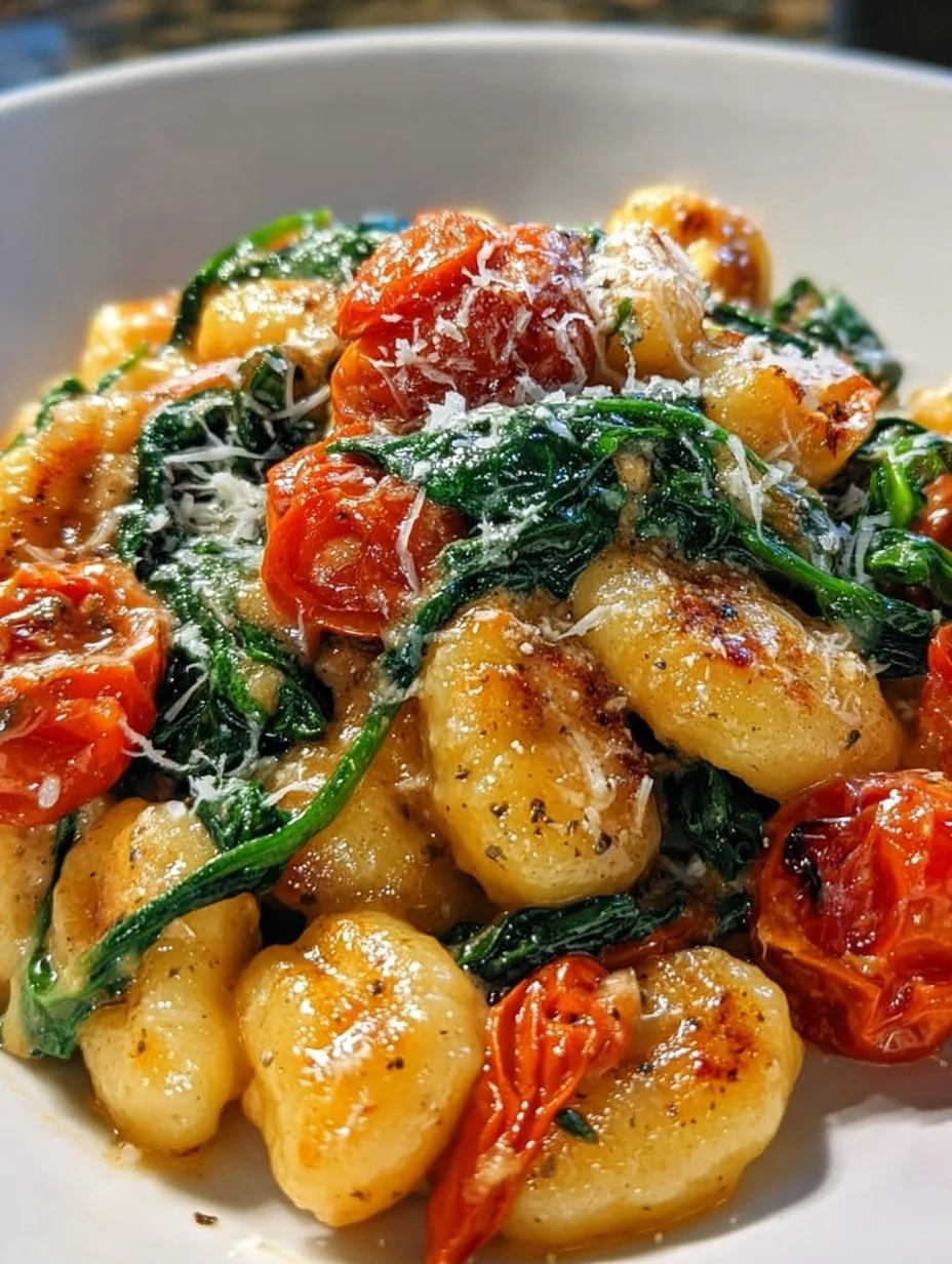 Gnocchi Pfanne mit Tomate und Spinat