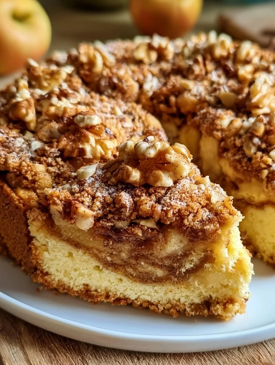 Marmored Apple Crumble Cake with Cinnamon and Nuts