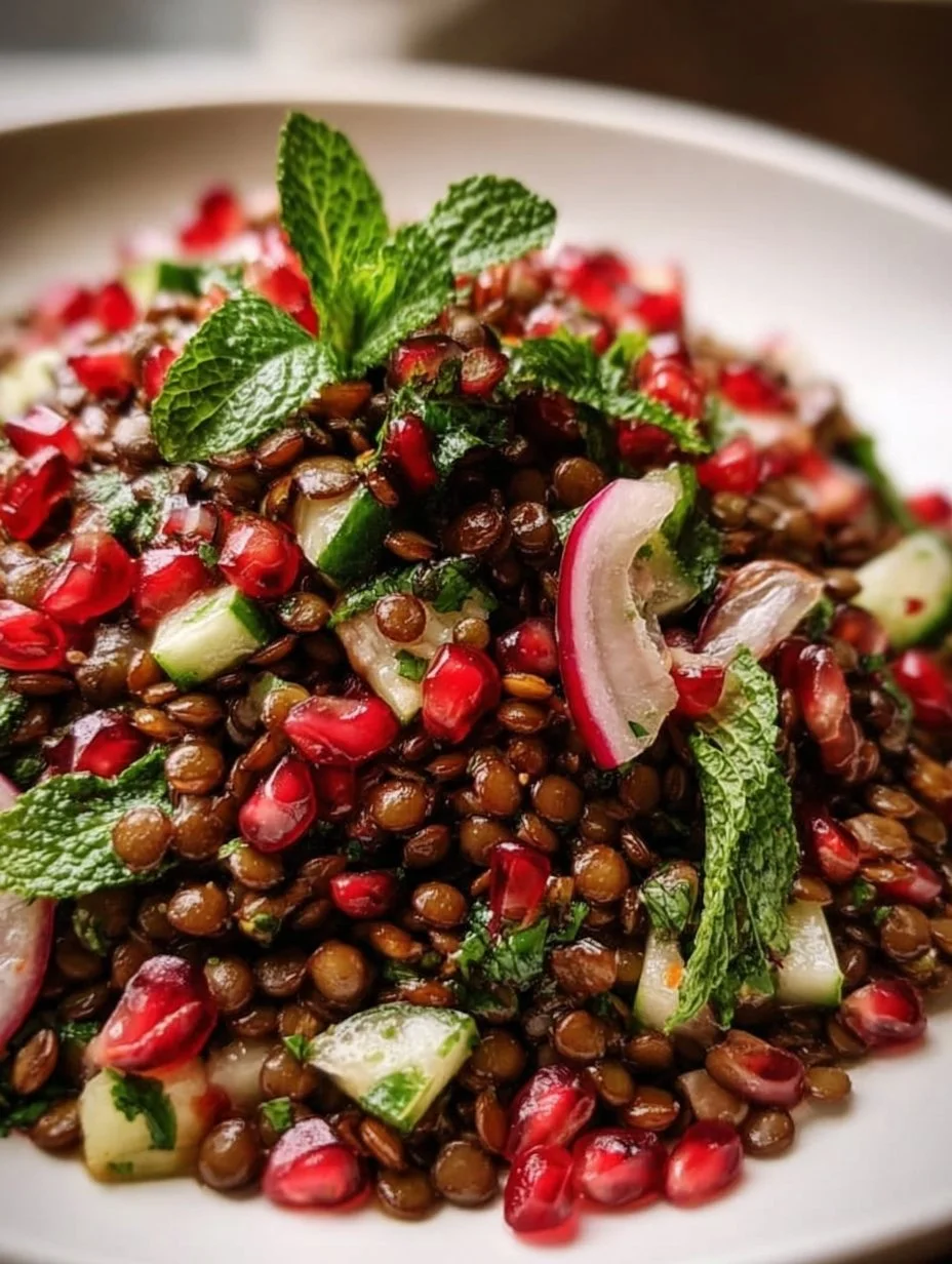 Orientalischer Linsensalat mit Granatapfel und Minze