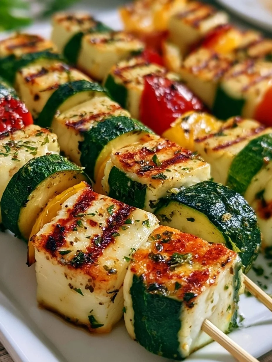 Halloumi-Zucchini-Spieße vom Grill