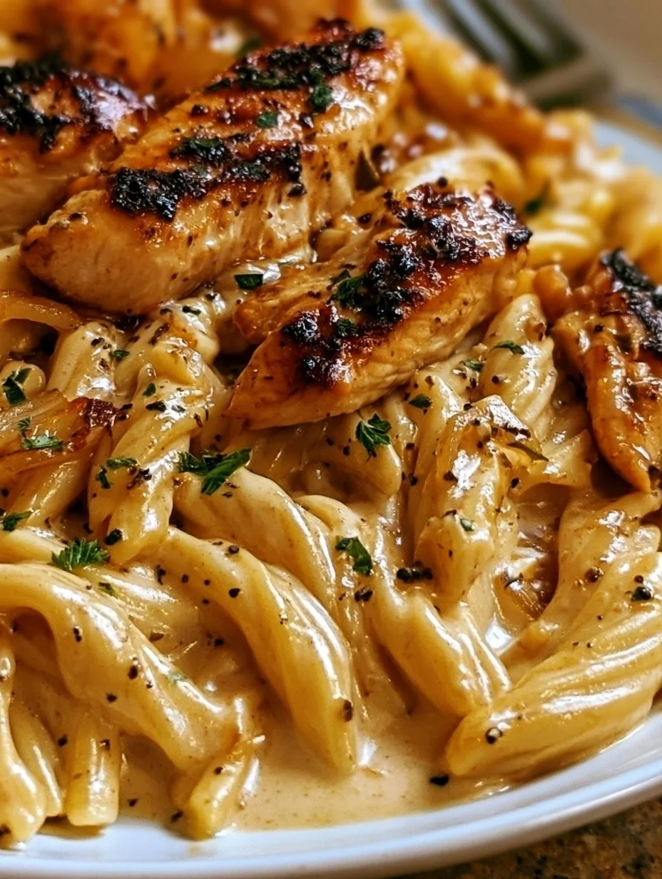 Cremige Pasta mit Hähnchen in Honig-Pfeffer-Sauce