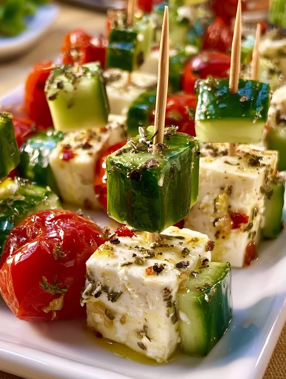 Feta-Spieße mit Gurke