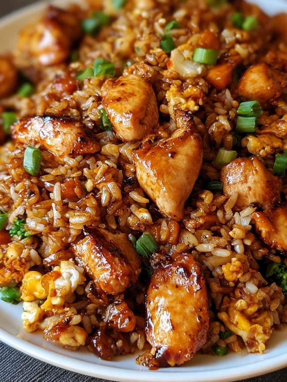 Herzhafter BBQ-Hühnchen gebratener Reis zum Genießen