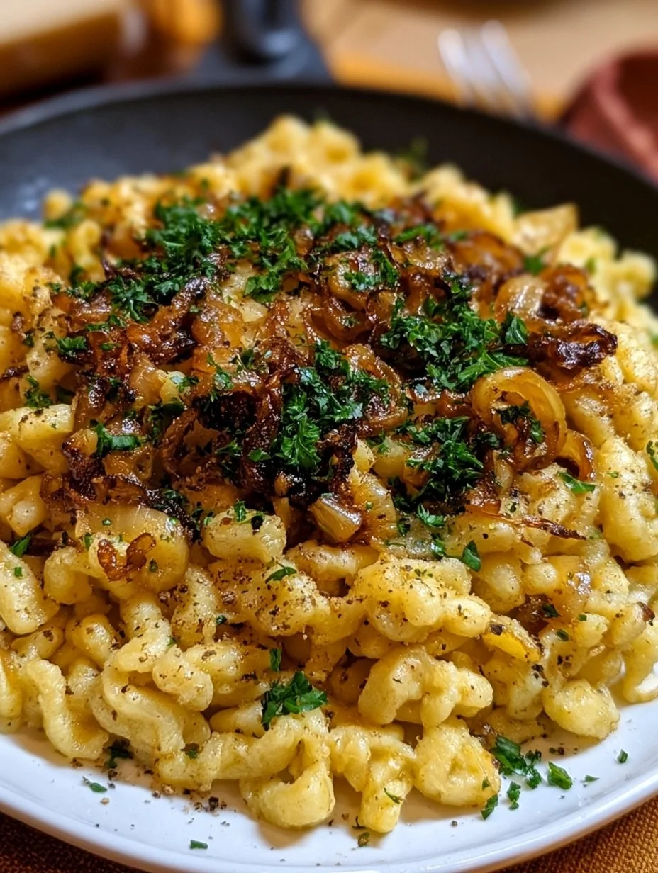 Spätzlepfanne mit karamellisierten Zwiebeln