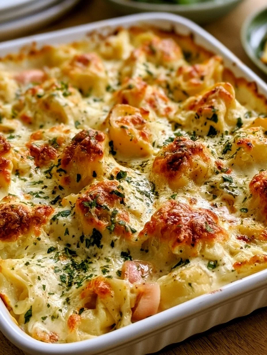 Tortellini casserole with cheese sauce